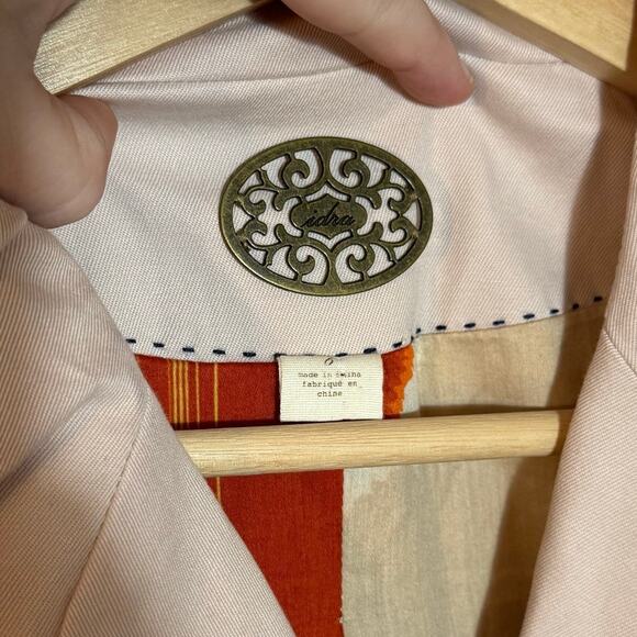 Women's Size 6 Idra Anthropologie Pink Jacket Balloon Sleeve Short Trench Coat - Picture 4 of 7